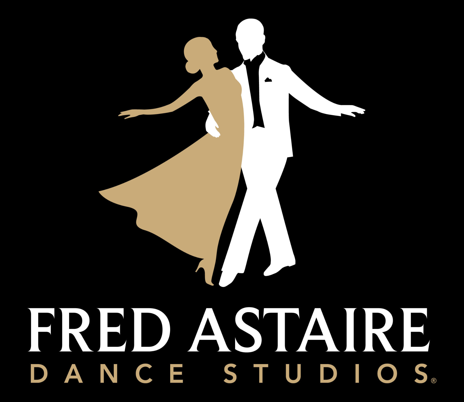 Fred Astaire Dance Studios logo — gold and white on black